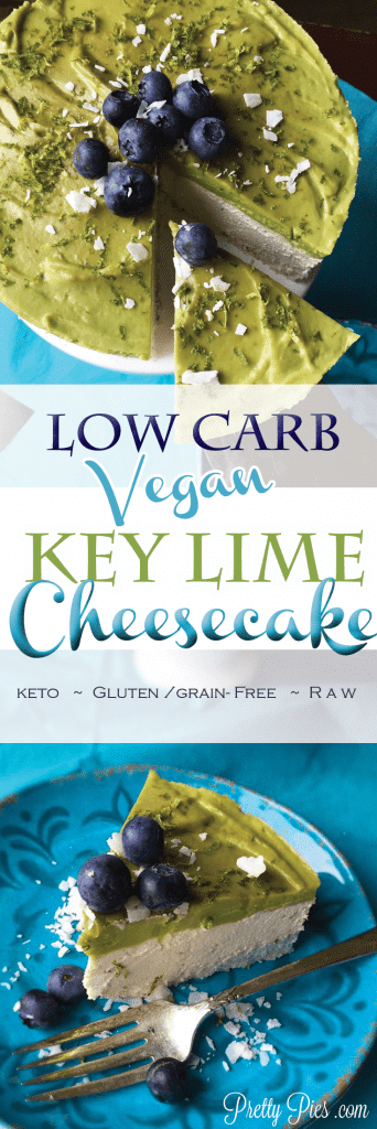 This dairy-free Key Lime "Cheesecake" has absolutely NO sugar added, but it's full of irresistible creamy cheesecake flavor. Free from gluten, eggs, and grains, too! #lowcarb #vegan #paleo