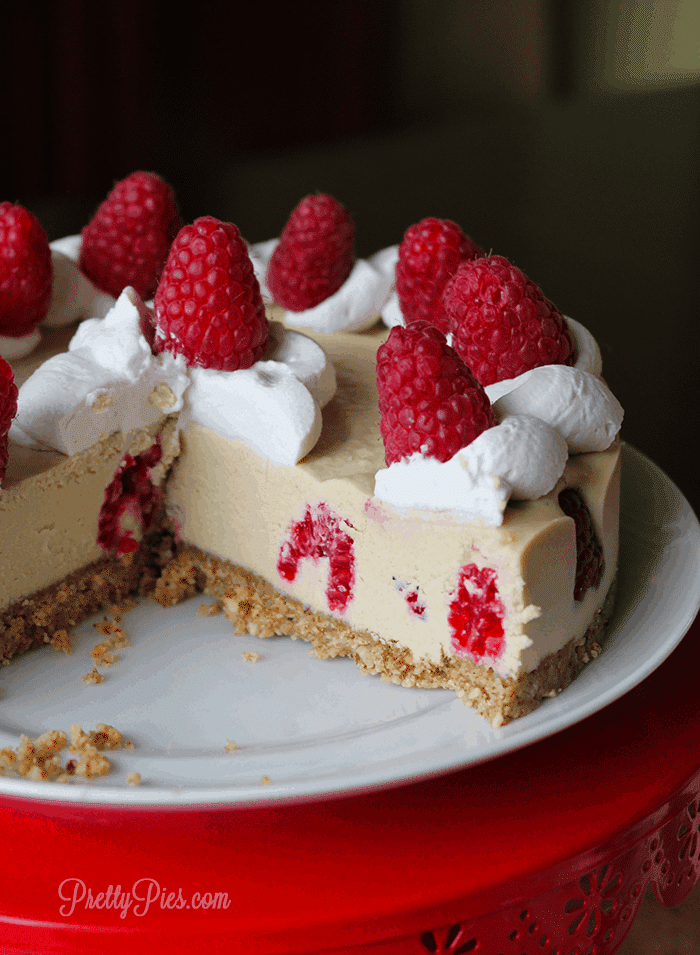 White Chocolate Raspberry Cheesecake (Vegan, Paleo) - PrettyPies.com