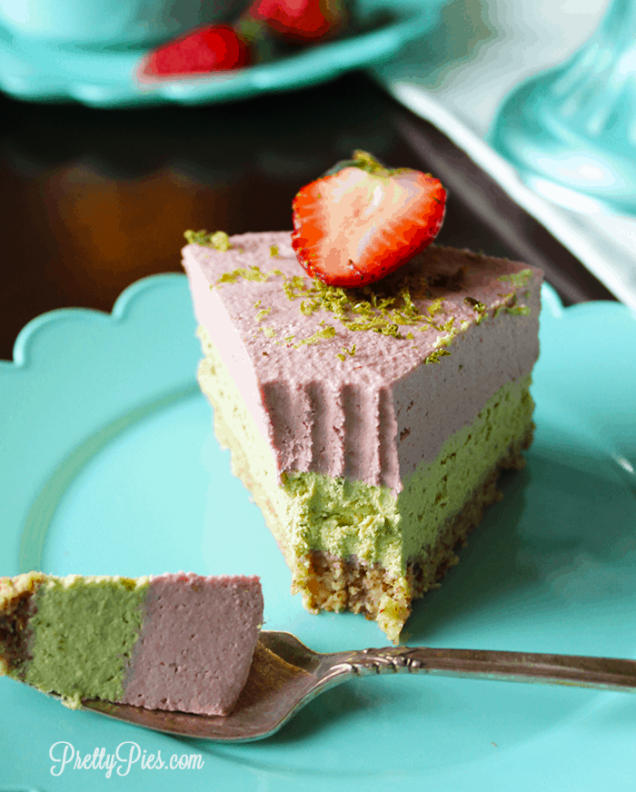Strawberry Lime Cheesecake (Low-Carb, Vegan, Paleo) PrettyPies.com