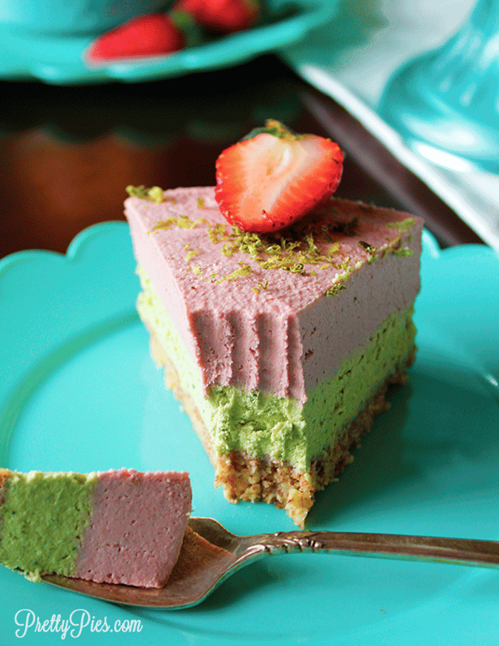 Low-Carb Strawberry Lime Cheesecake (Vegan, Paleo) PrettyPies.com