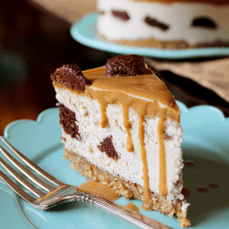 Caramel Brownie Chunk Cheesecake (Low-Carb, Vegan, Paleo) - PrettyPies.com