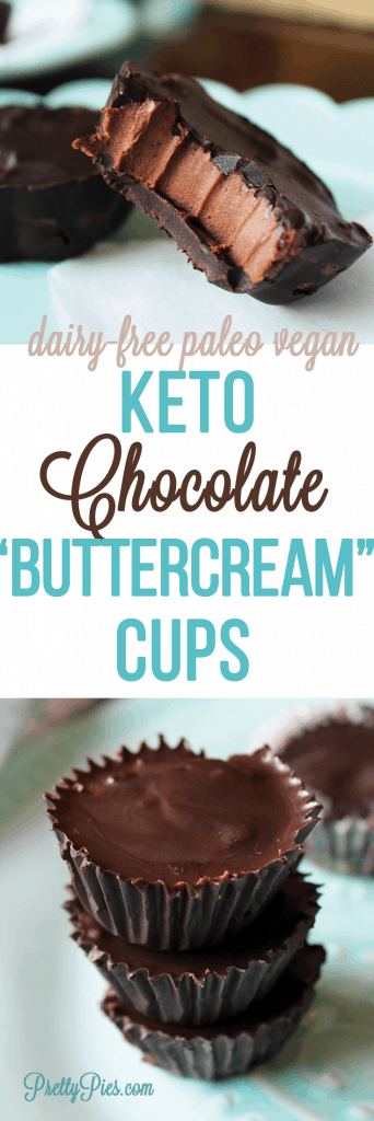 Keto Chocolate Buttercream Cups! These don't taste low-carb! Sinfully good. Quick & easy dessert recipe without sugar or dairy. #prettypies #keto #sugarfree #dairyfree #healthydesserts #chocolate