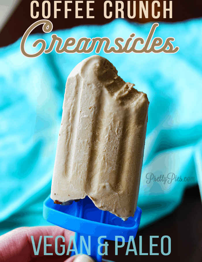 Dairy-Free Coffee Creamsicles! Tastes like coffee ice cream! SO easy to make with just 5 simple ingredients stirred together. | Free from gluten, dairy, eggs and refined sugar. #Vegan #Paleo #cleaneating recipe from PrettyPies.com