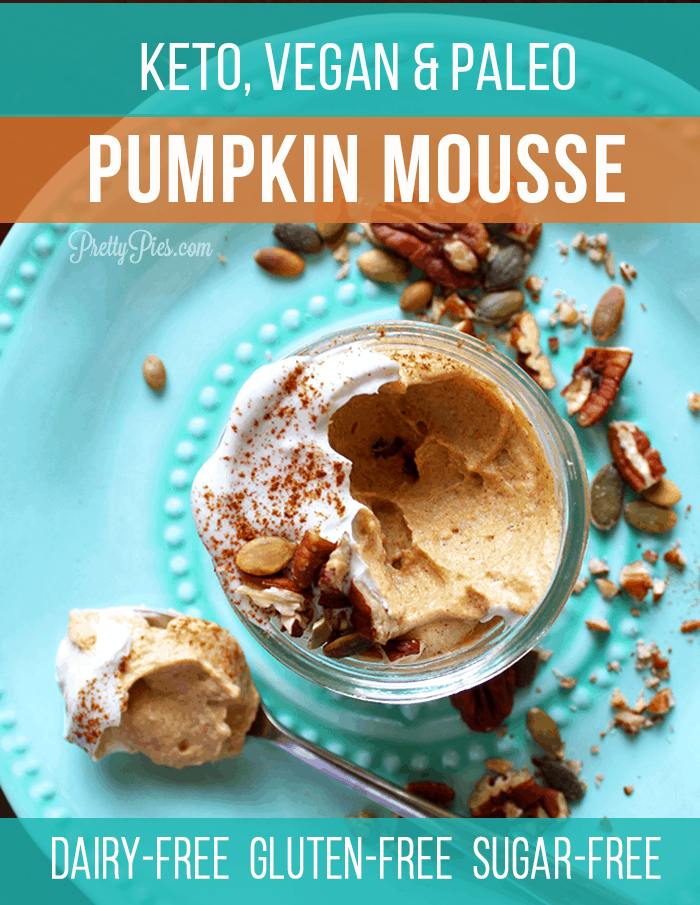 Super easy, dairy-free recipe that’s ready in minutes! 4-ingredient Pumpkin Mousse! (Low-Carb/Keto, Paleo, Vegan) #keto #lowcarbrecipes #dairyfreedesserts #prettypies