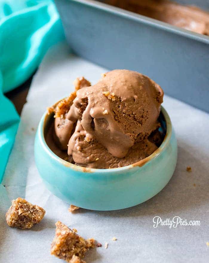 Mocha Ice Cream scoop in a bowl.