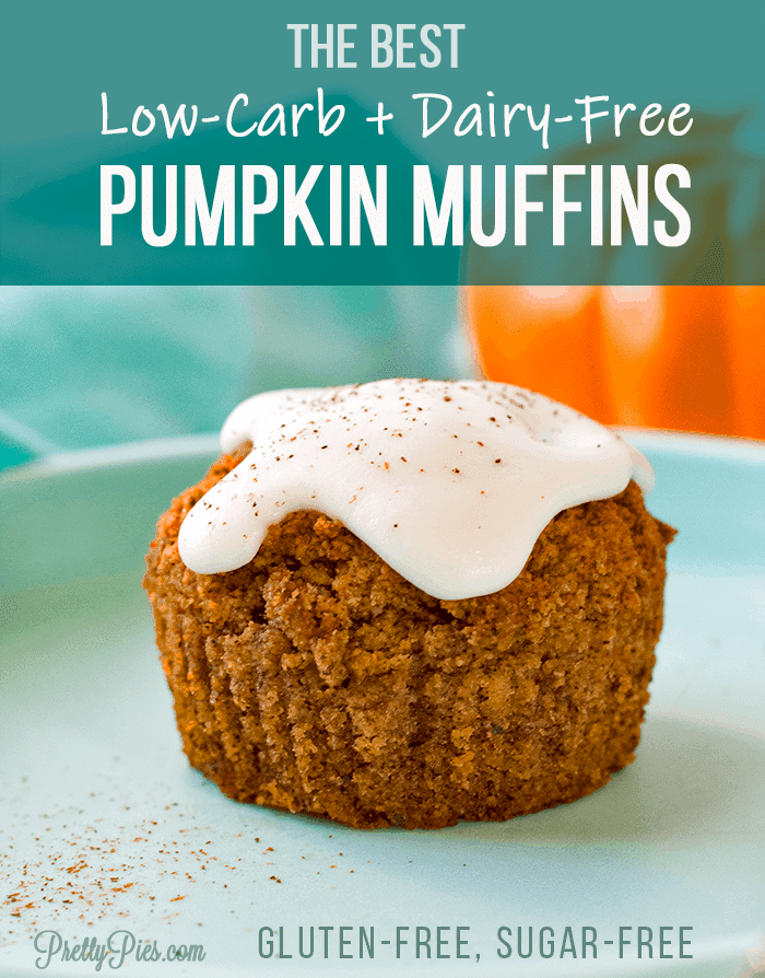 Soft, moist, and perfectly pumpkin spiced! Enjoy these healthy pumpkin muffins for a wholesome breakfast, snack or even dessert! Low carb, sugar free, Vegan #lowcarb #sugarfree #pumpkinmuffins #healthybreakfast #keto #grainfree