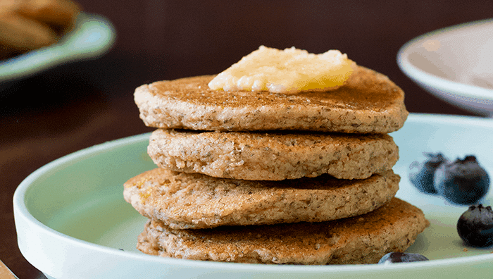 low-carb pancake stack closeup