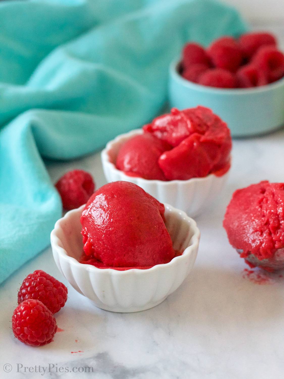 Bowls of Sugar-Free Raspberry Sorbet - PrettyPies.com