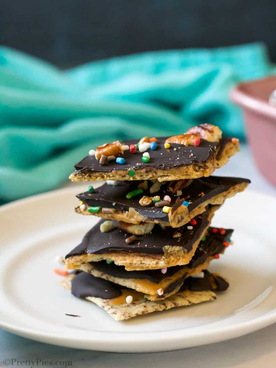 stack of low-carb christmas craxker candy