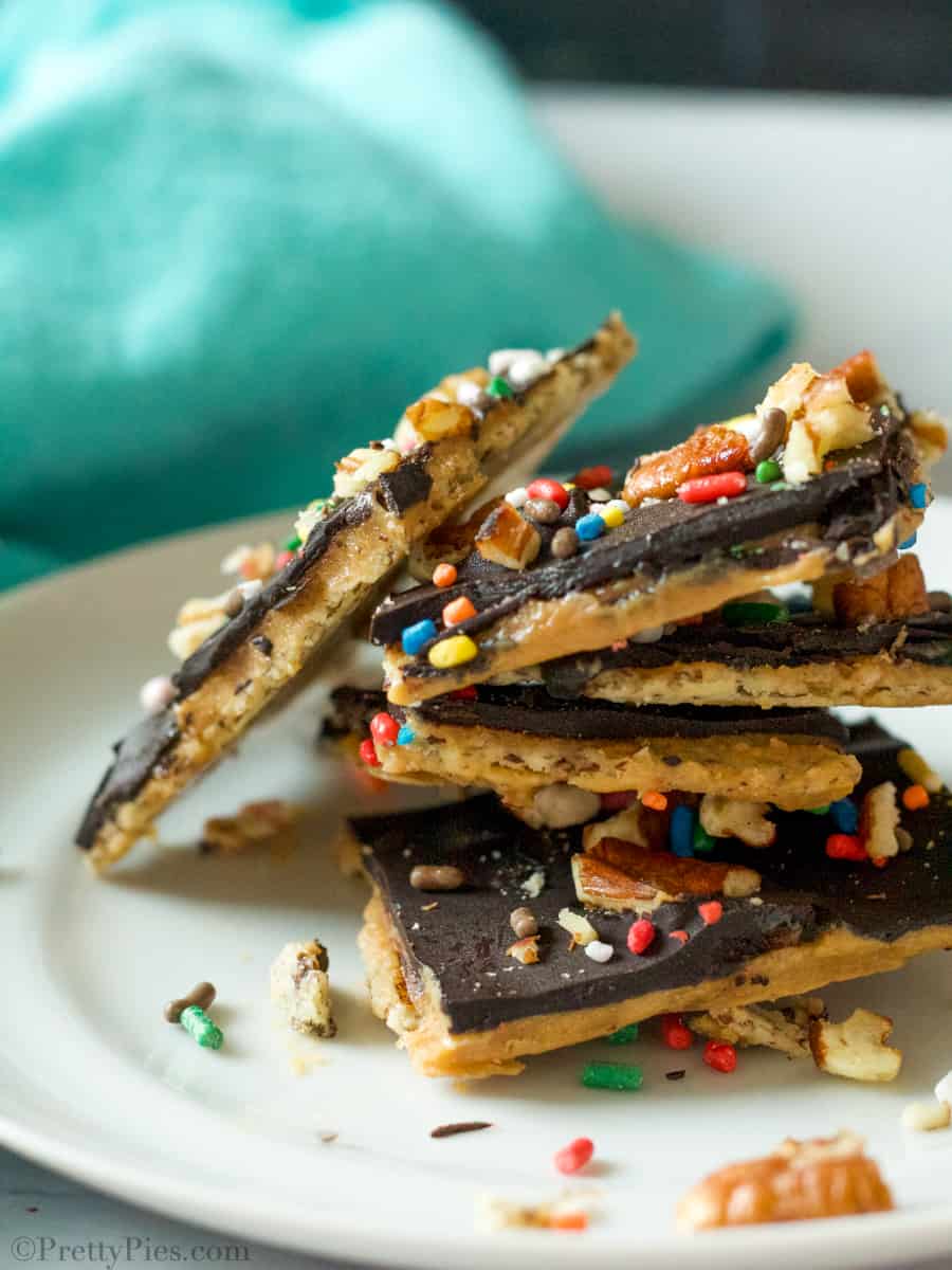 Low-Carb Christmas Cracker Candy stacked on a plate