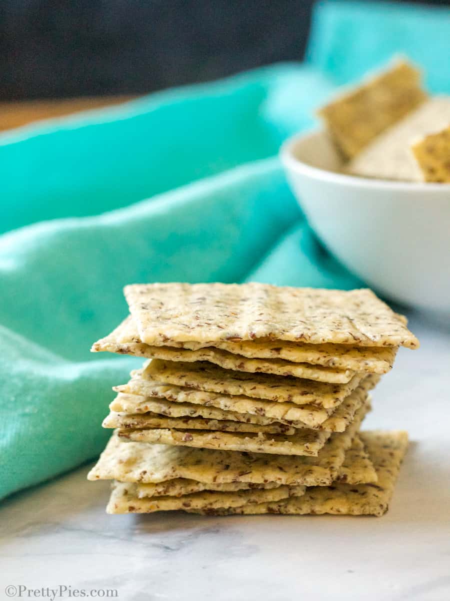 stack of low carb crackers