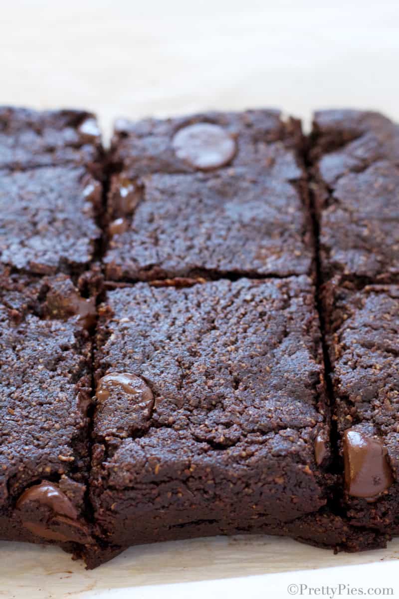 closeup of brownies on a tray